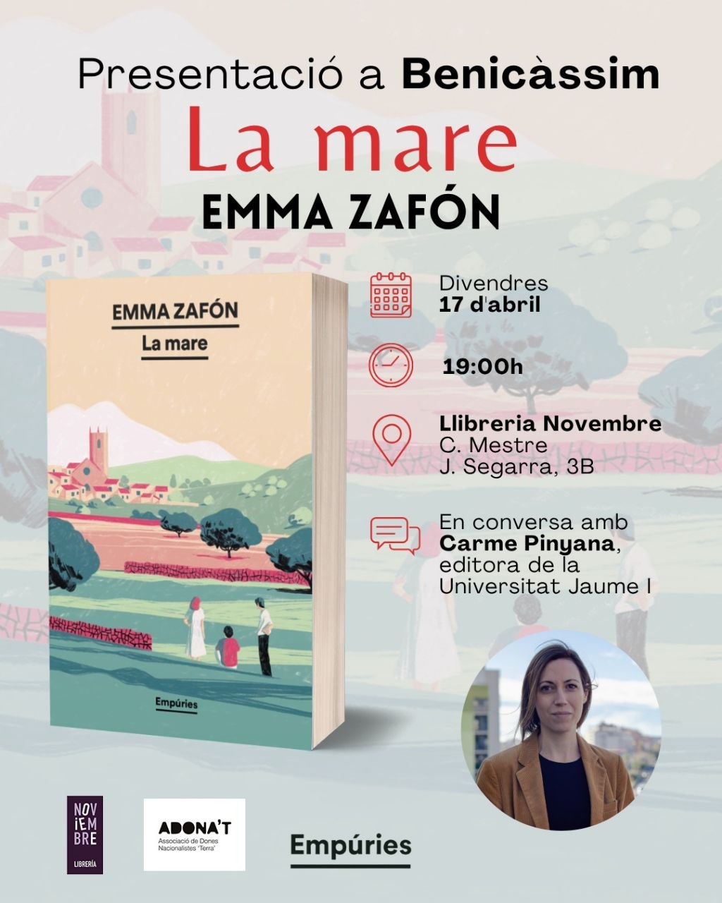 Emma Zafón presenta el seu llibre “La mare” de la mà d’ADONA’T a la llibreria Noviembre de Benicàssim