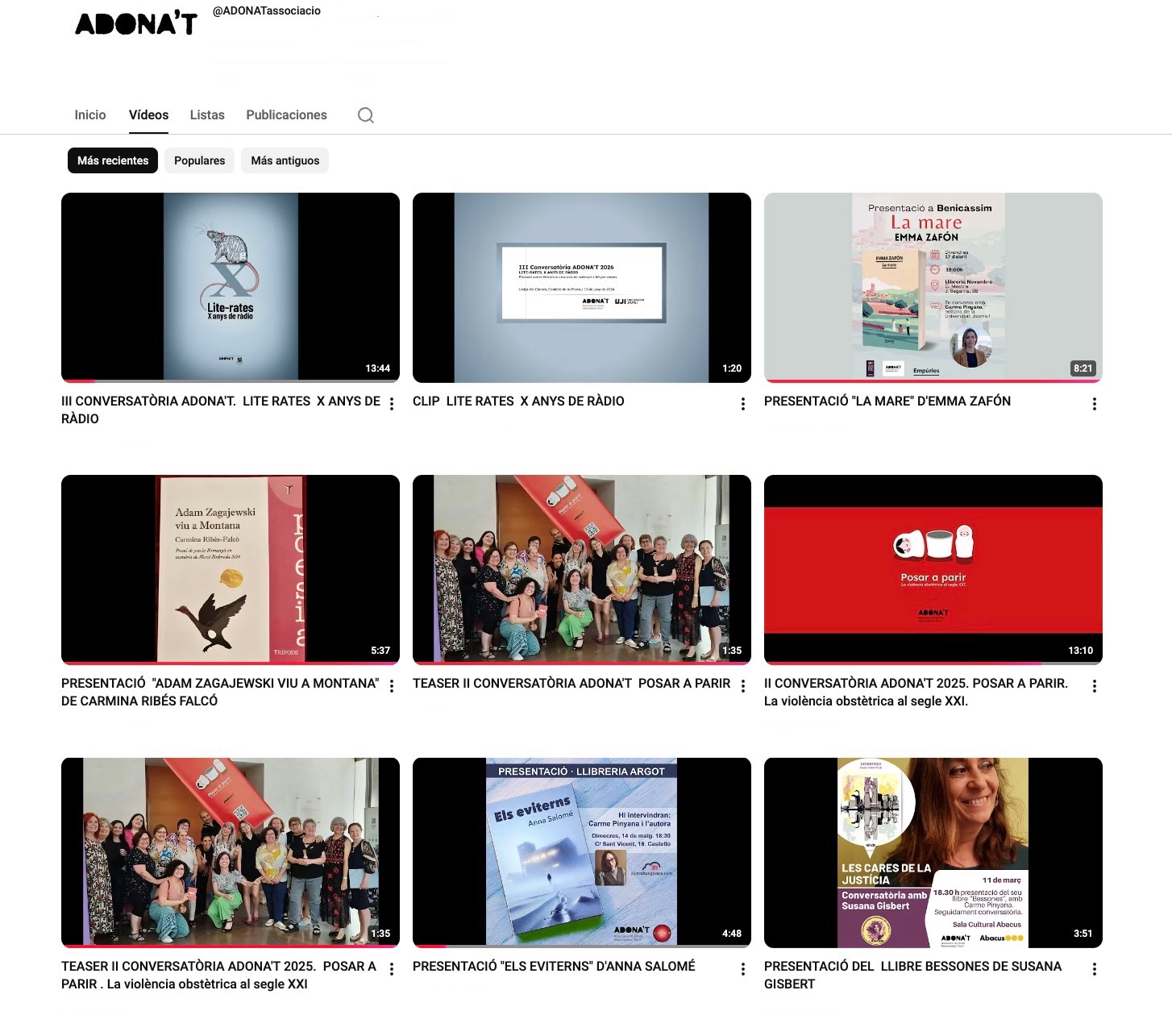 Canal de YouTube d’ADONA’T